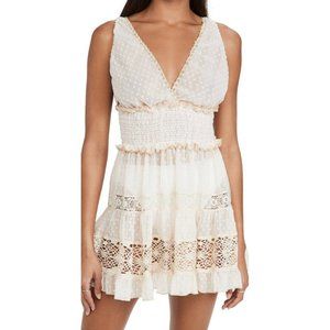 CHIO Paillettes And Lace Short Dress Cream Mini Beige White  S NWT $546